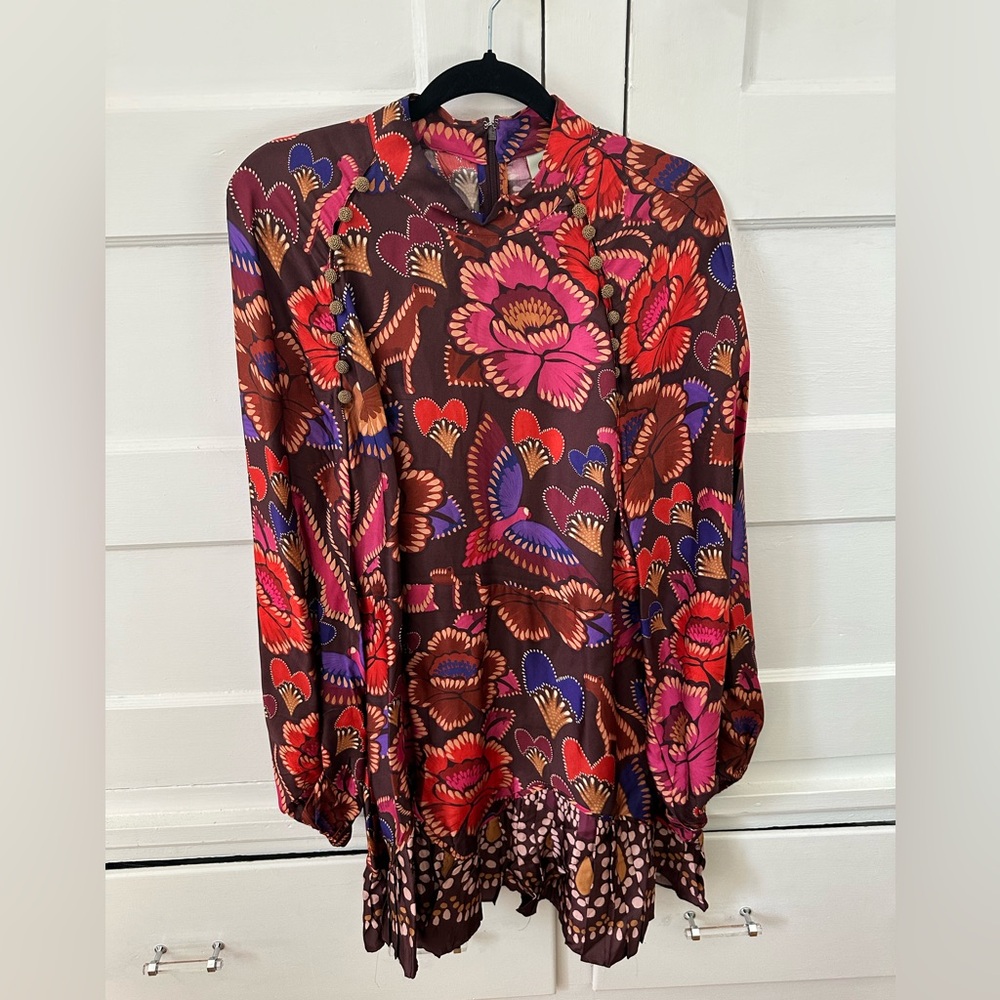 FARM Rio Bright Flora Colorful Long Sleeve
Satin Mini Dress Boho Size XL - Picture 7 of 12